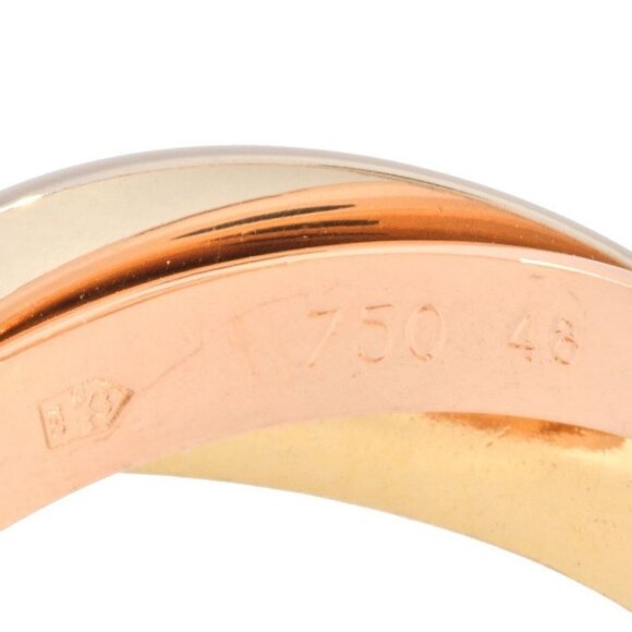 CARTIER Trinity Ring 48 K18YG 18K Yellow Gold White Gold Rose Gold Women's - Picture 4 of 6